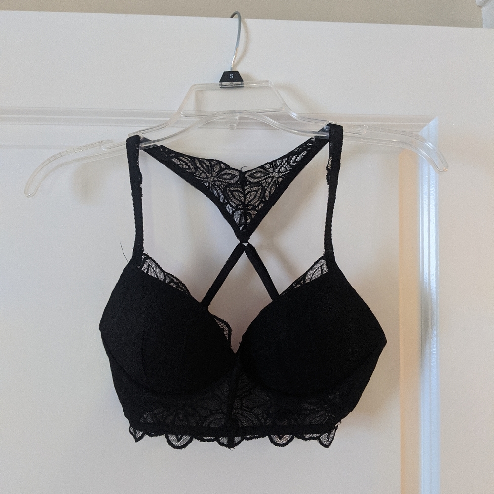 Pink brand Black bra with lace detail